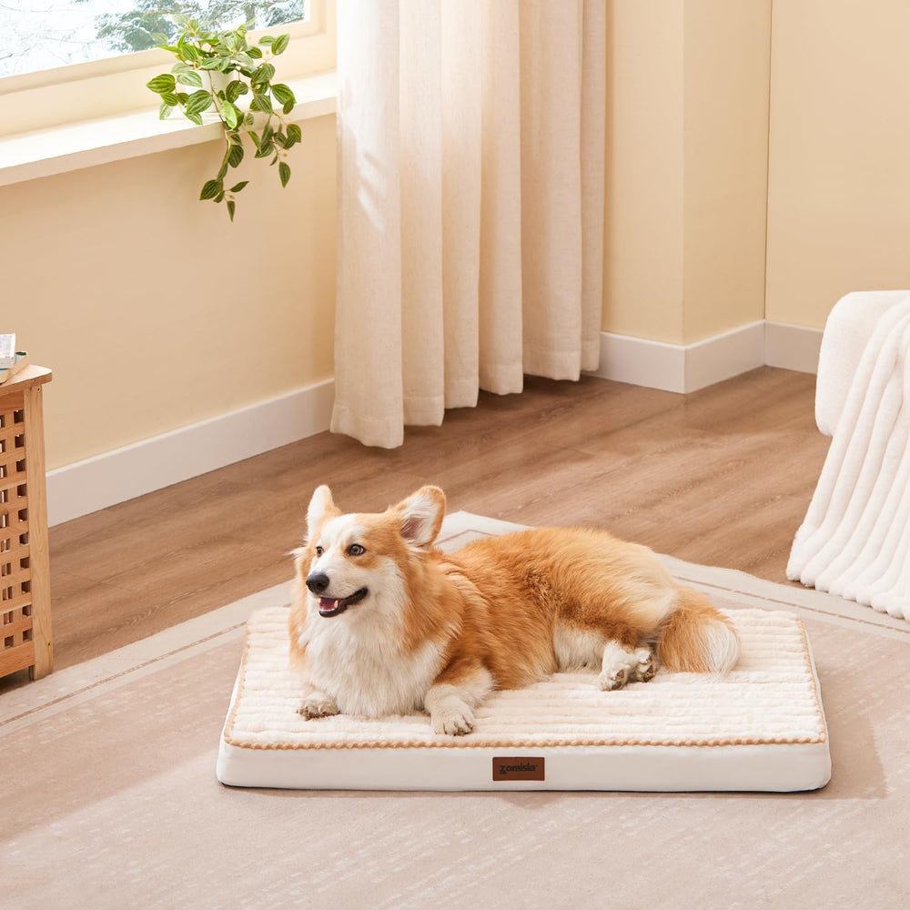 ZOMISIA XL dog crate bed luxurious soft ribbed fabric detail