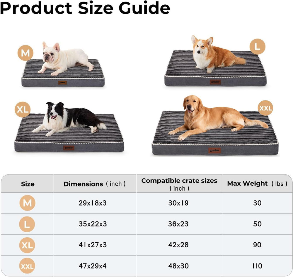 ZOMISIA XXL dog bed shows plush ribbed fabric for cozy naps.