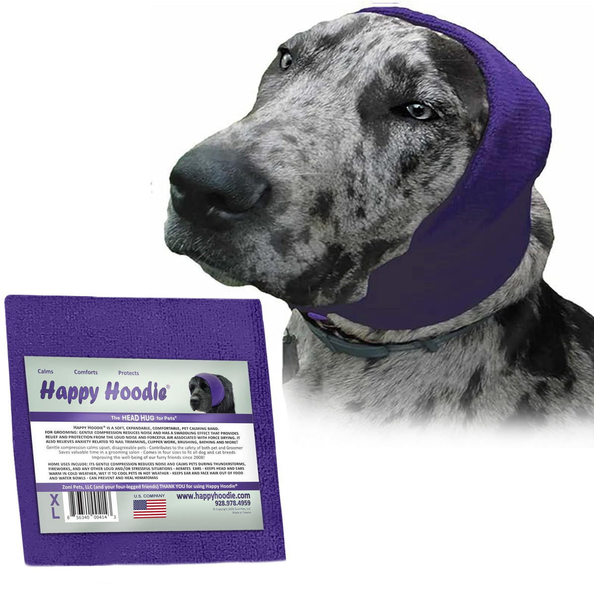 Happy Hoodie banda calma para perros y gatos durante grooming