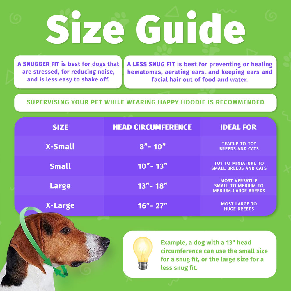 ZONI PETS Happy Hoodie available in 4 sizes to fit most breeds.