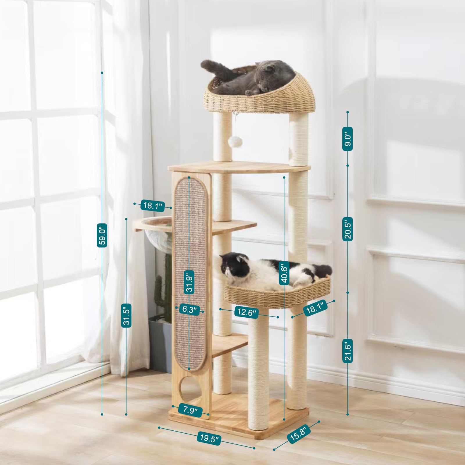 Zonoria Zephyria durable base formation keeps cat tree steady during play