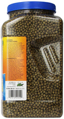 Zoo Med Growth Formula floating pellets visible on water surface for feeding.