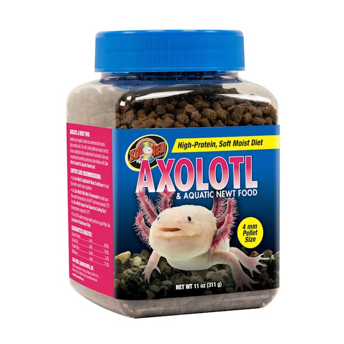 Zoo Med Axolotl & Aquatic Newt Food pellets closeup show moist, palatable texture