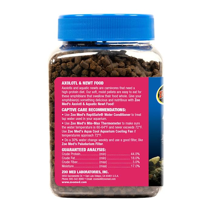 Zoo Med Axolotl & Aquatic Newt Food soy-free blend supports carnivorous diets