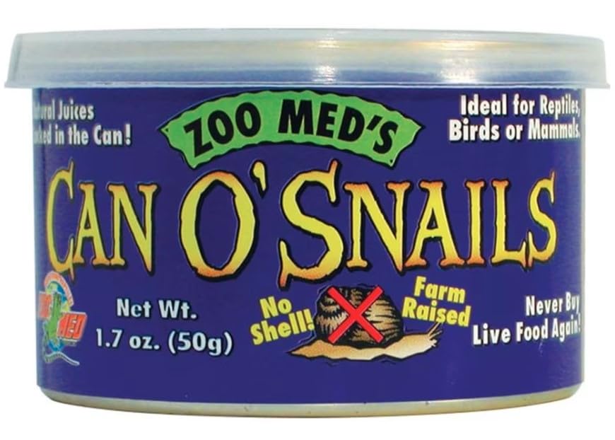 Zoo Med Can O' Snails can contents tailored for skinks, turtles, and small reptiles.