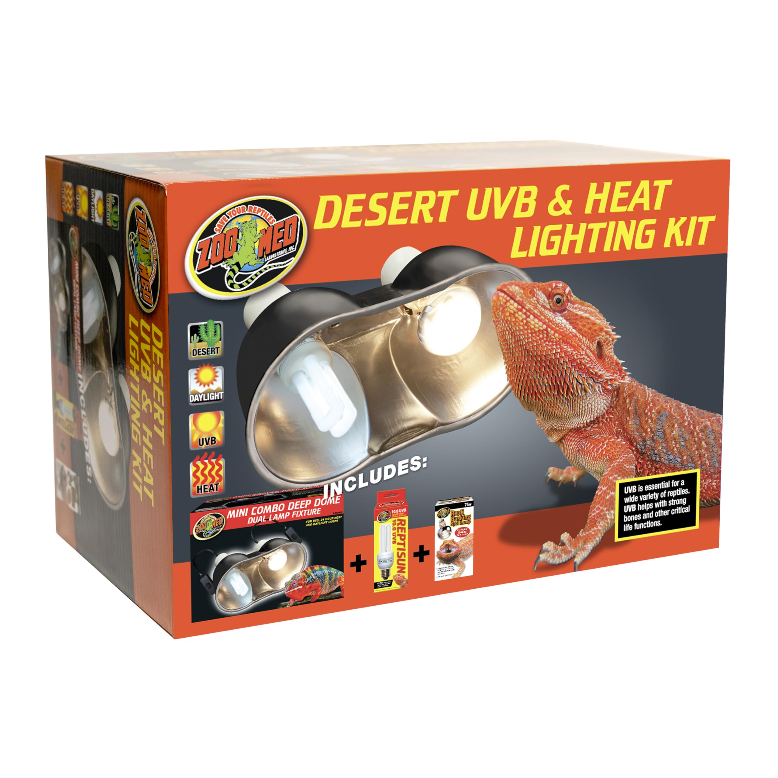Zoo Med dual ceramic sockets enable flexible heat and UVB zoning