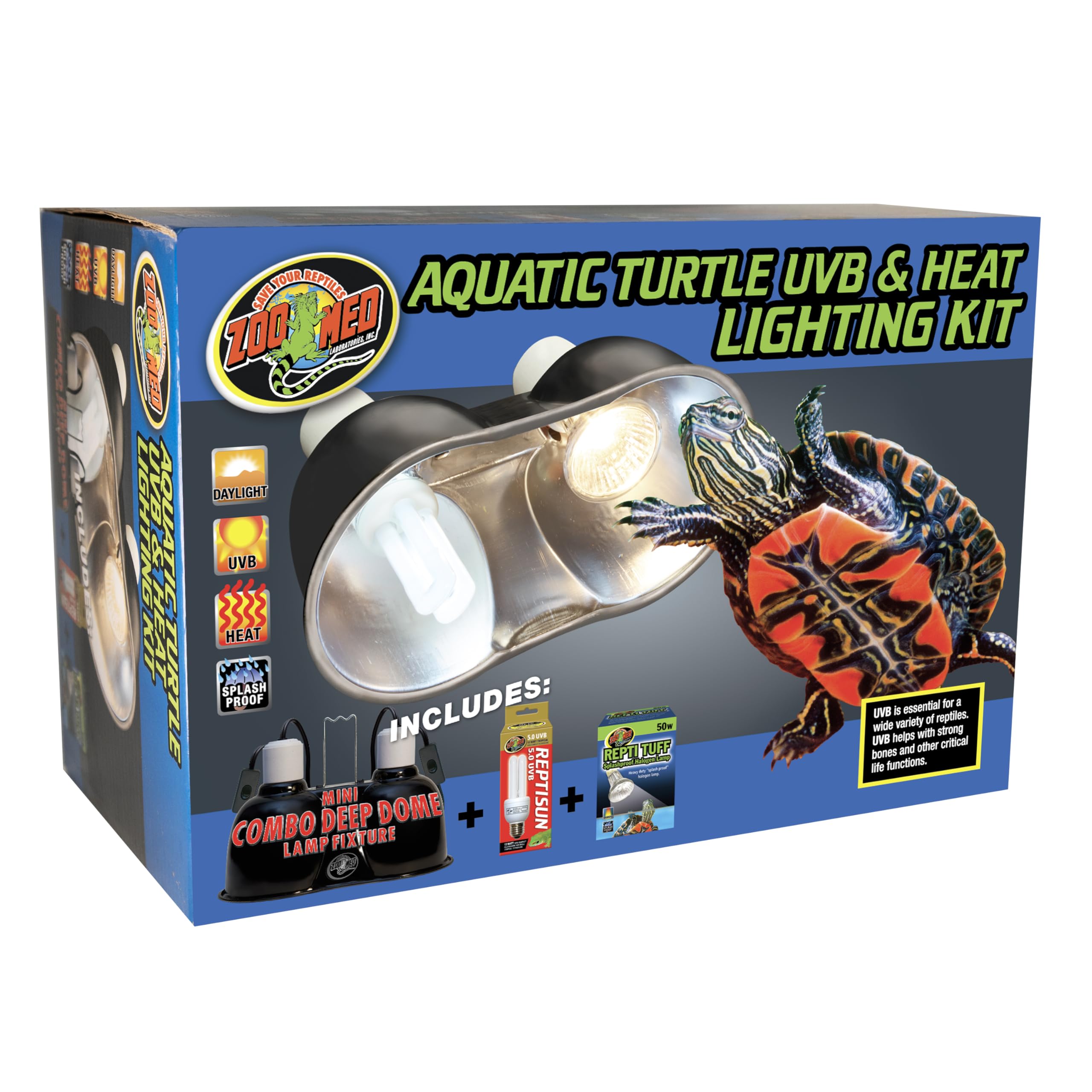 Zoo Med dual fixture basking-spot lamp provides convenient integrated lighting
