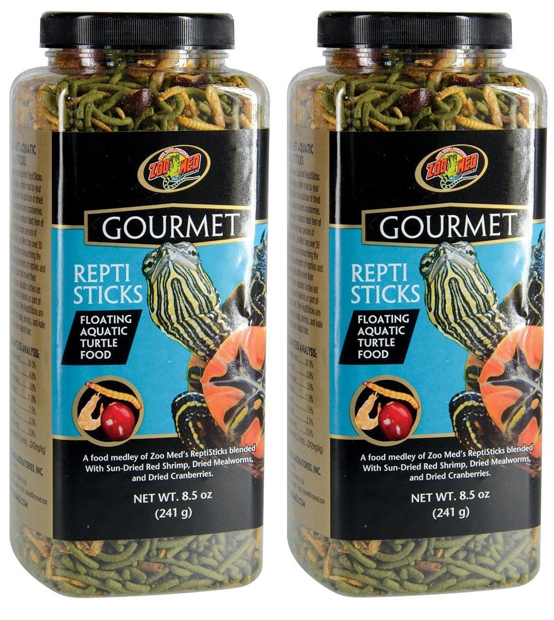 Zoo Med Gourmet ReptiSticks floating turtle food for easy feeding and natural foraging.