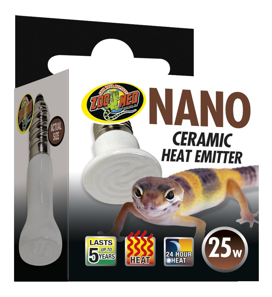 Zoo Med Labs emisor cerámico nano 25W, calor estable sin luz para terrarios.