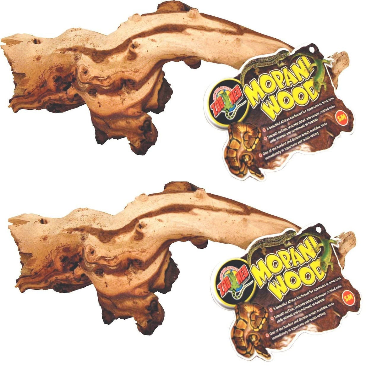Zoo Med Mopani Wood 2-Pack sinks quickly for aquariums and terrariums