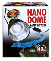 Zoo Med Nano Dome fixture mounted over a terrarium provides compact heat and UVB reach.