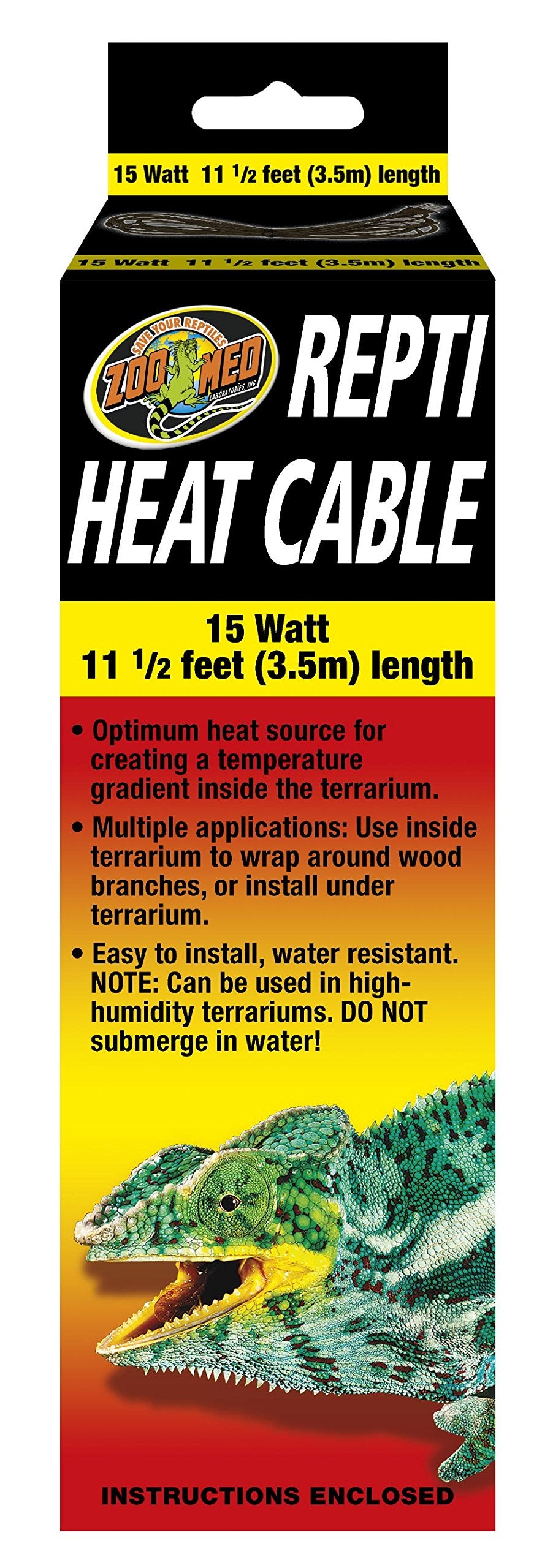 Zoo Med Repti Heat Cable coiled around a branch for flexible terrarium heat application.