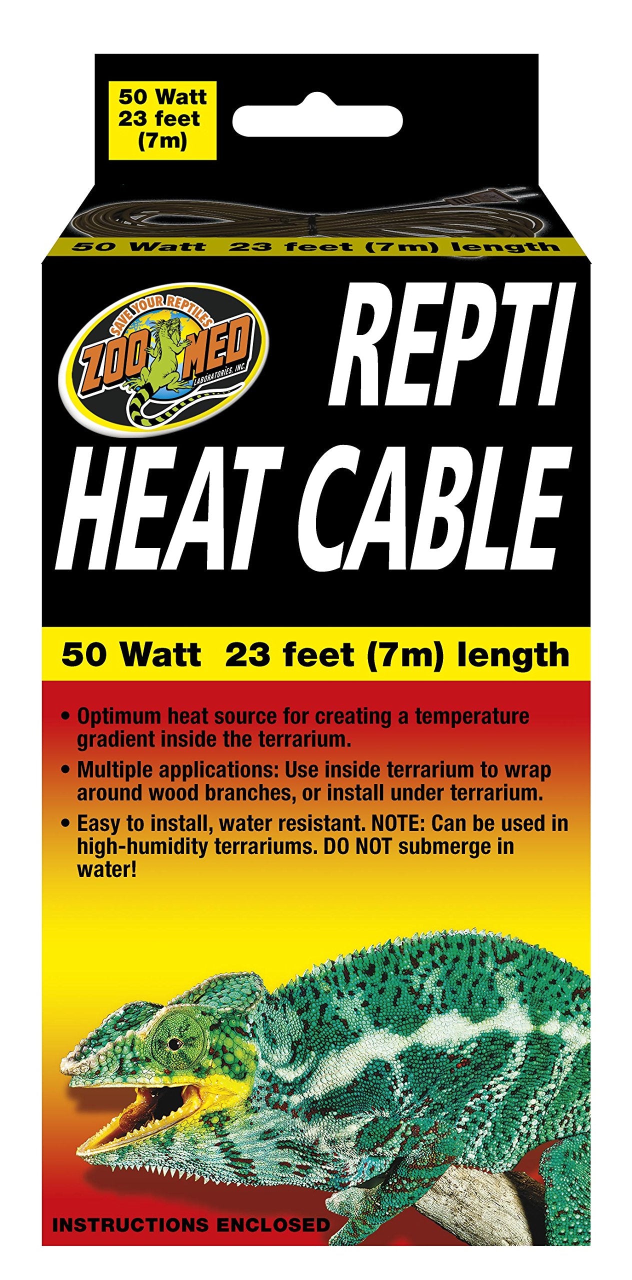 Zoo Med Reptile Heat Cable wrapped around branches for targeted warmth.