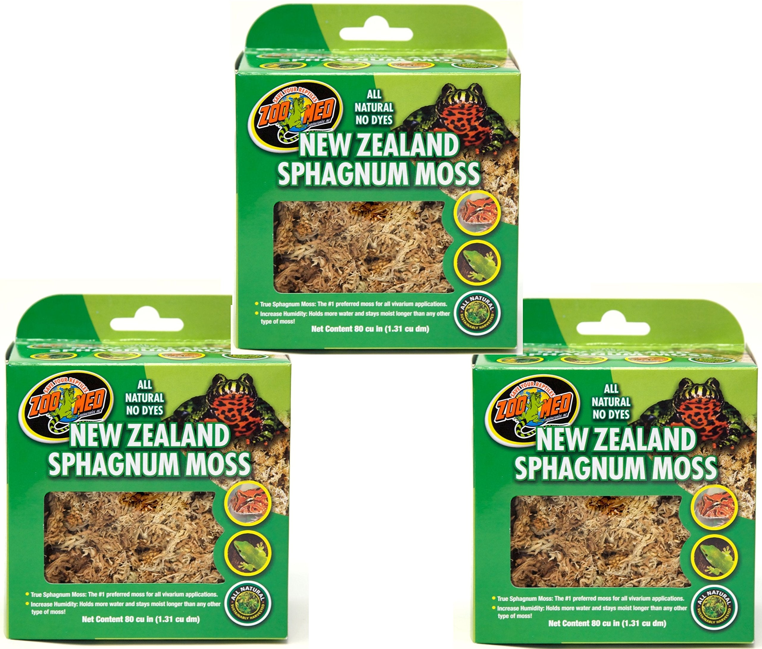 Zoo Med sphagnum moss pack, 80 cu in view, moisture-rich substrate for terrariums.