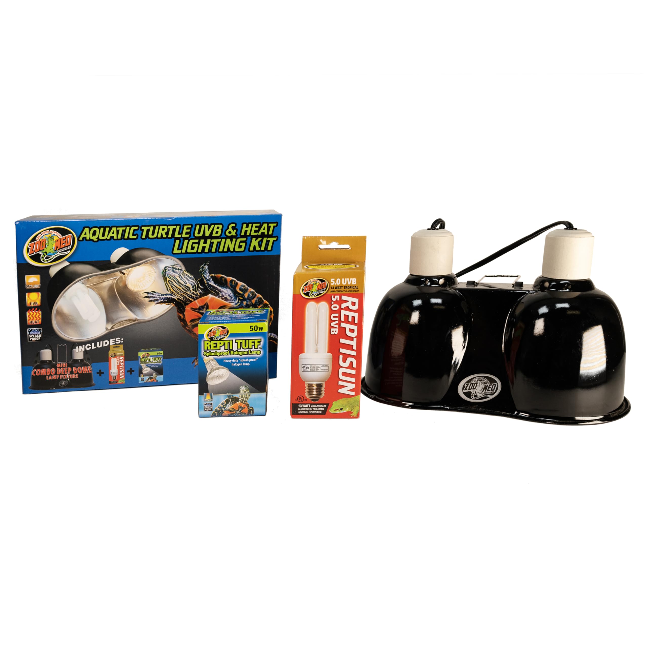 Zoo Med splashproof halogen lamps closeup highlighting splash resistance