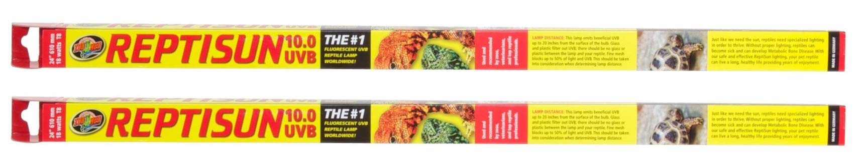 Zoo Med ReptiSun 10.0 UVB T8 lamp for 24-inch habitats supports reptile health.