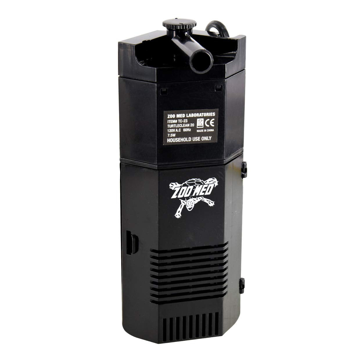 Zoo Med Turtleclean Deluxe Filter 20 submerged in turtle tank providing clean water circulation.
