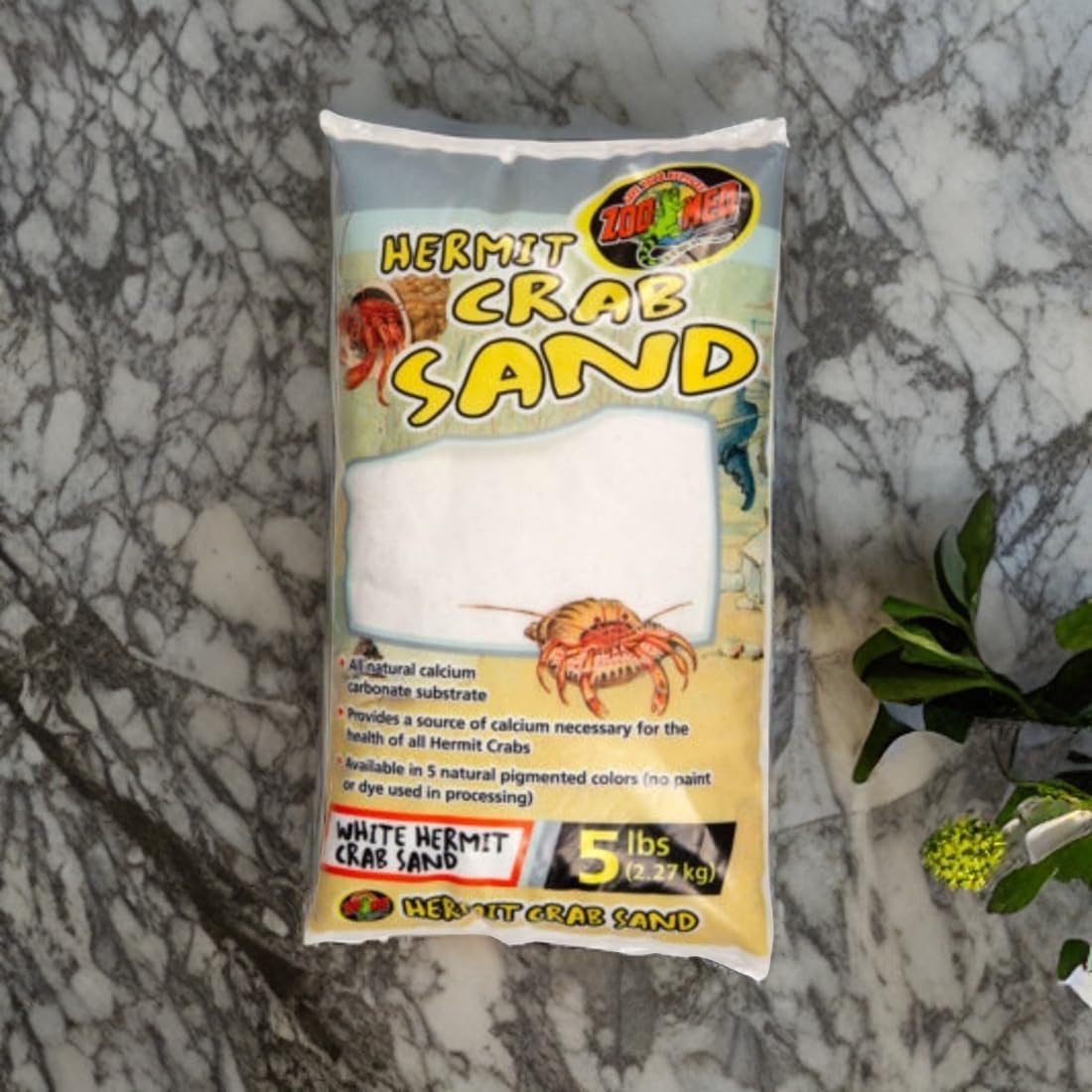 Zoo Med White Hermit Crab Sand with no paint or dye supports low-maintenance tank care.