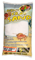 Zoo Med White Hermit Crab Sand close-up shows natural calcium carbonate texture for burrowing and climbing.