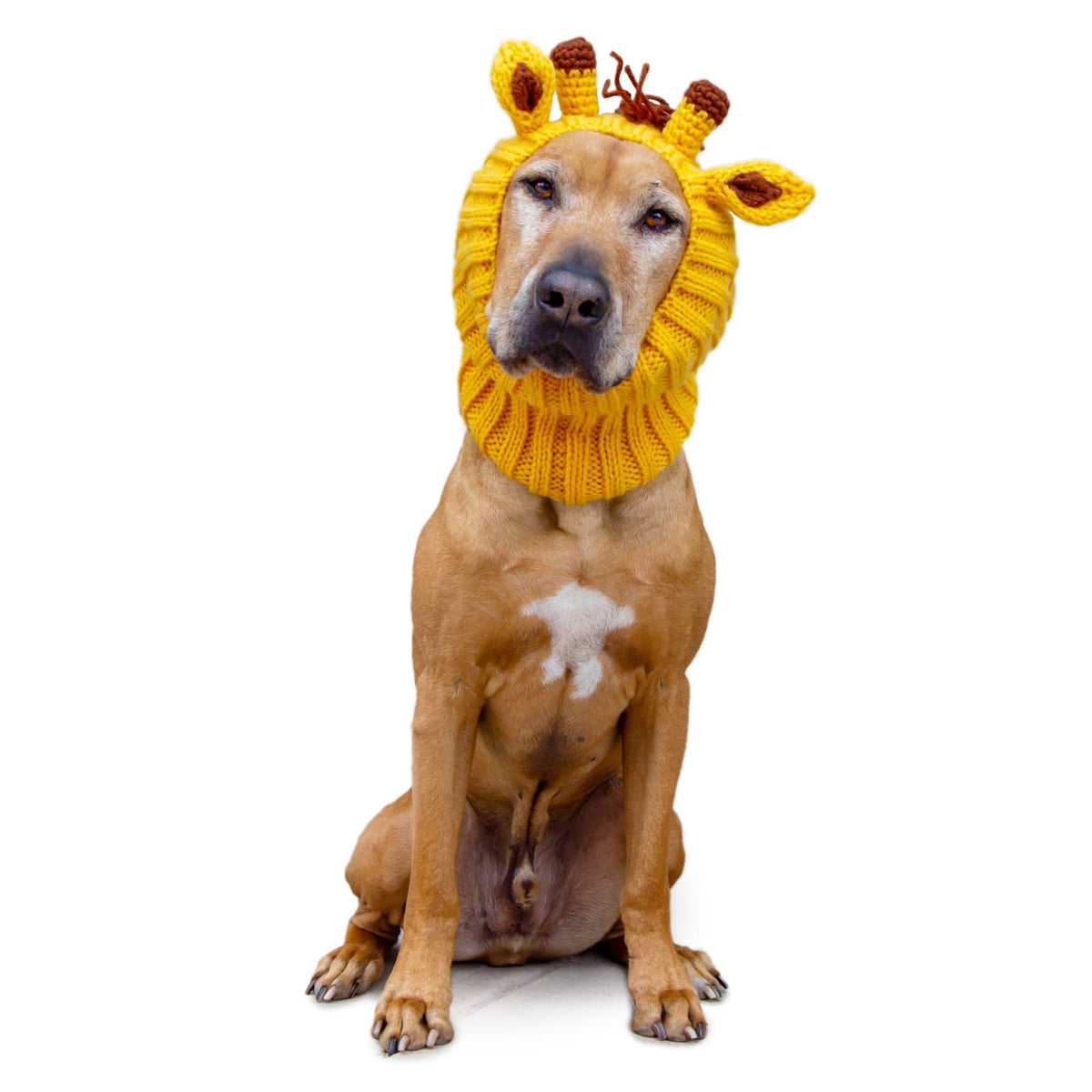 Zoo Snoods giraffe-costume-wear showcases playful style for Halloween warmth