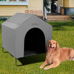 Zooba 42inch outdoor dog house front view shows spacious shelter for large breeds in all weather