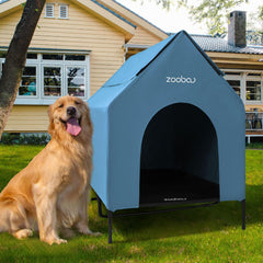 Zooba 48xl outdoor dog house front view shows a spacious shelter for large dogs.