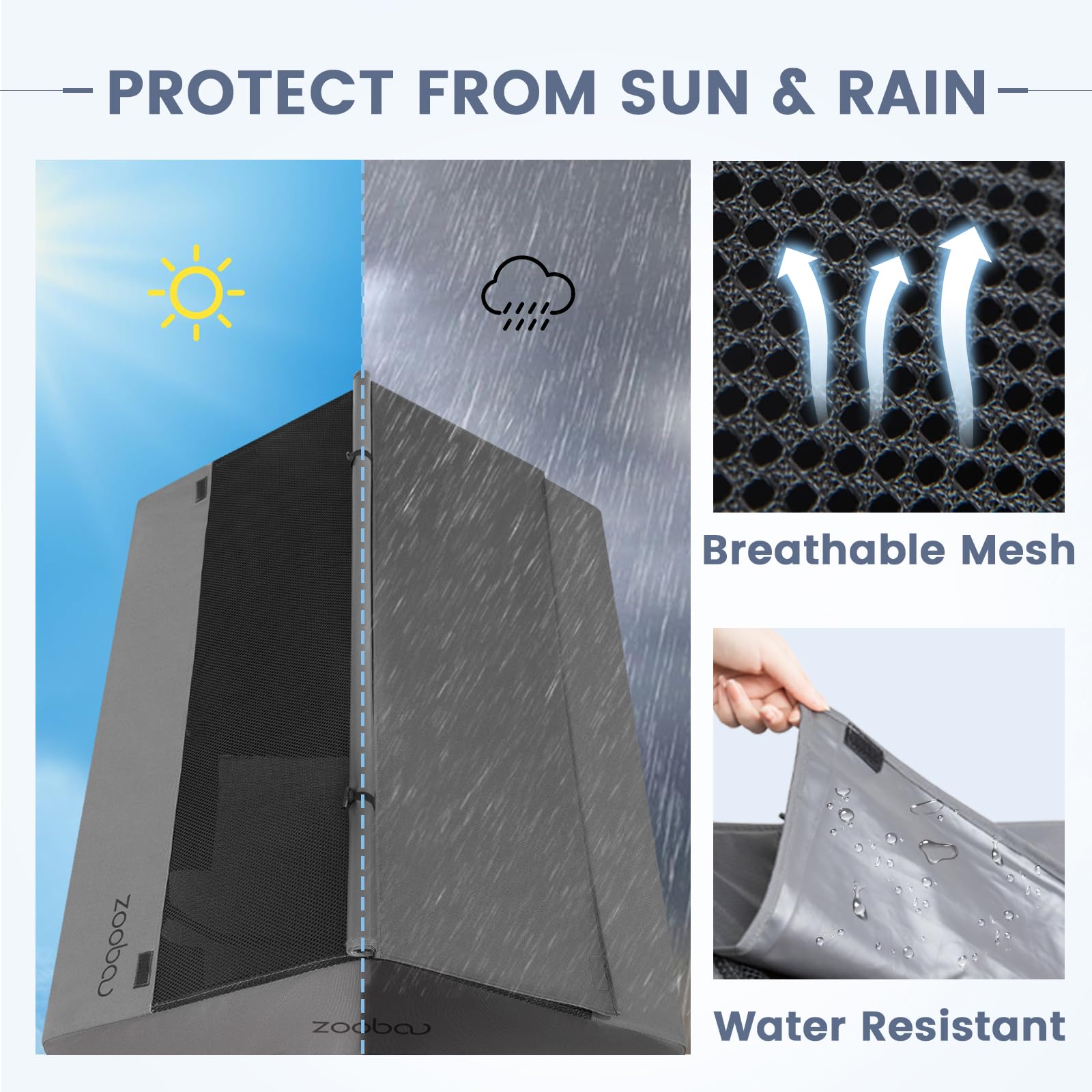 Zooba breathable 190g mesh fabric promotes airflow for a cooler, comfortable resting spot