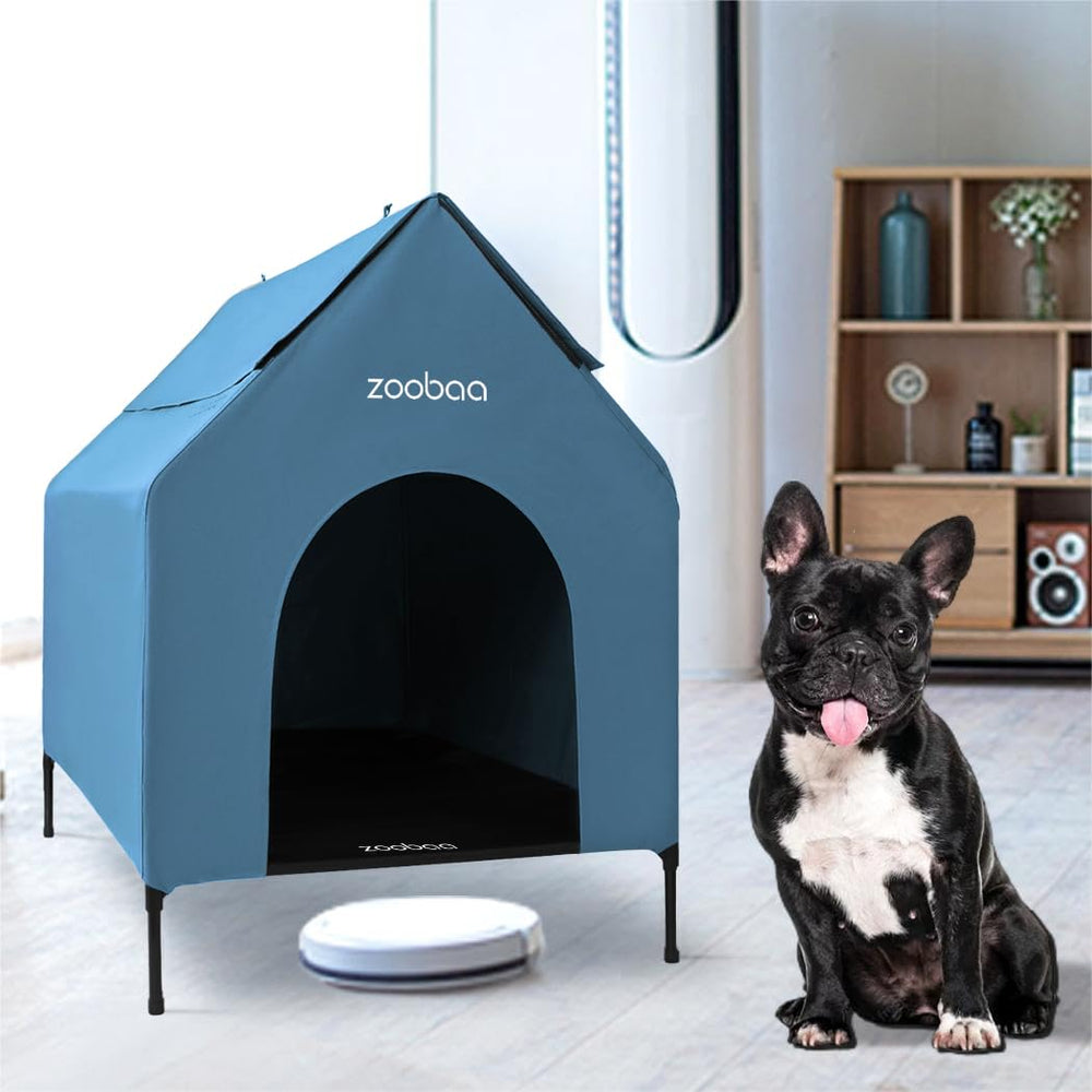 Zooba breathable mesh dog shelter blue promotes airflow and comfort.