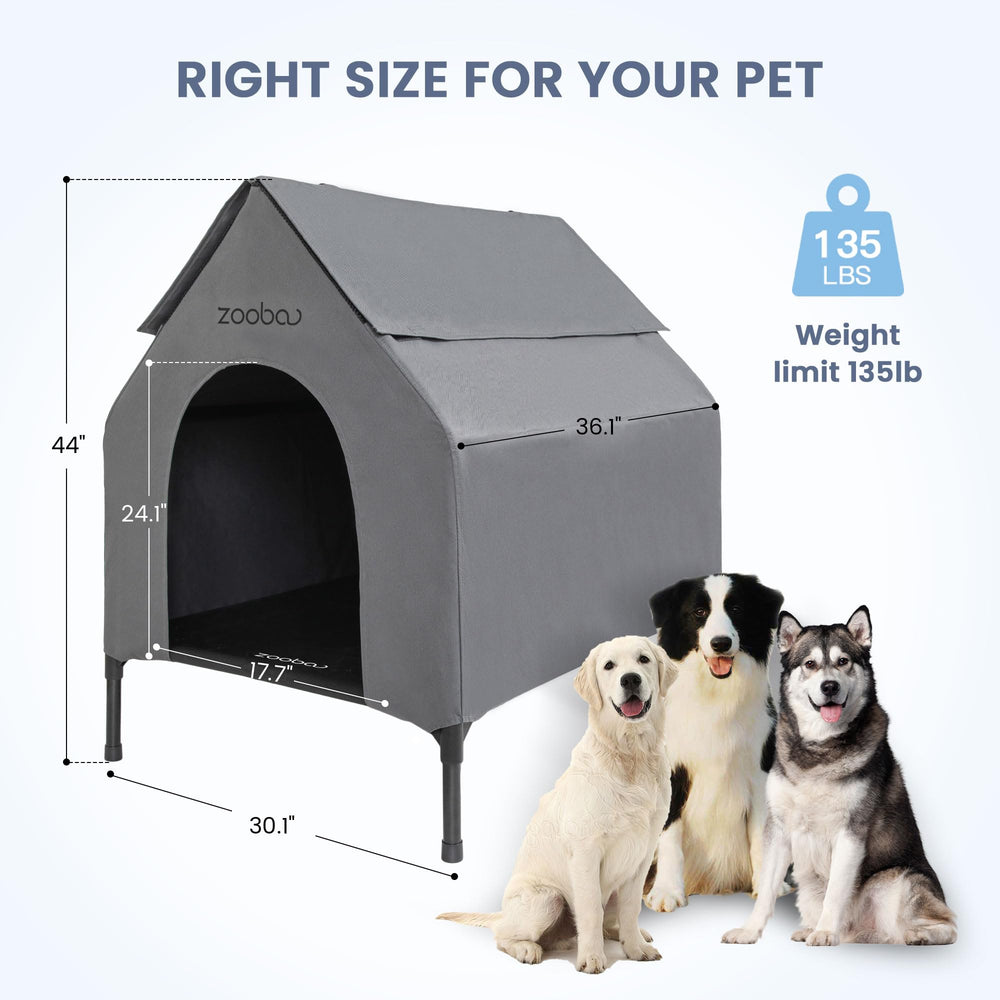 Zooba breathable Textilene elevated bed promotes airflow and cooling.