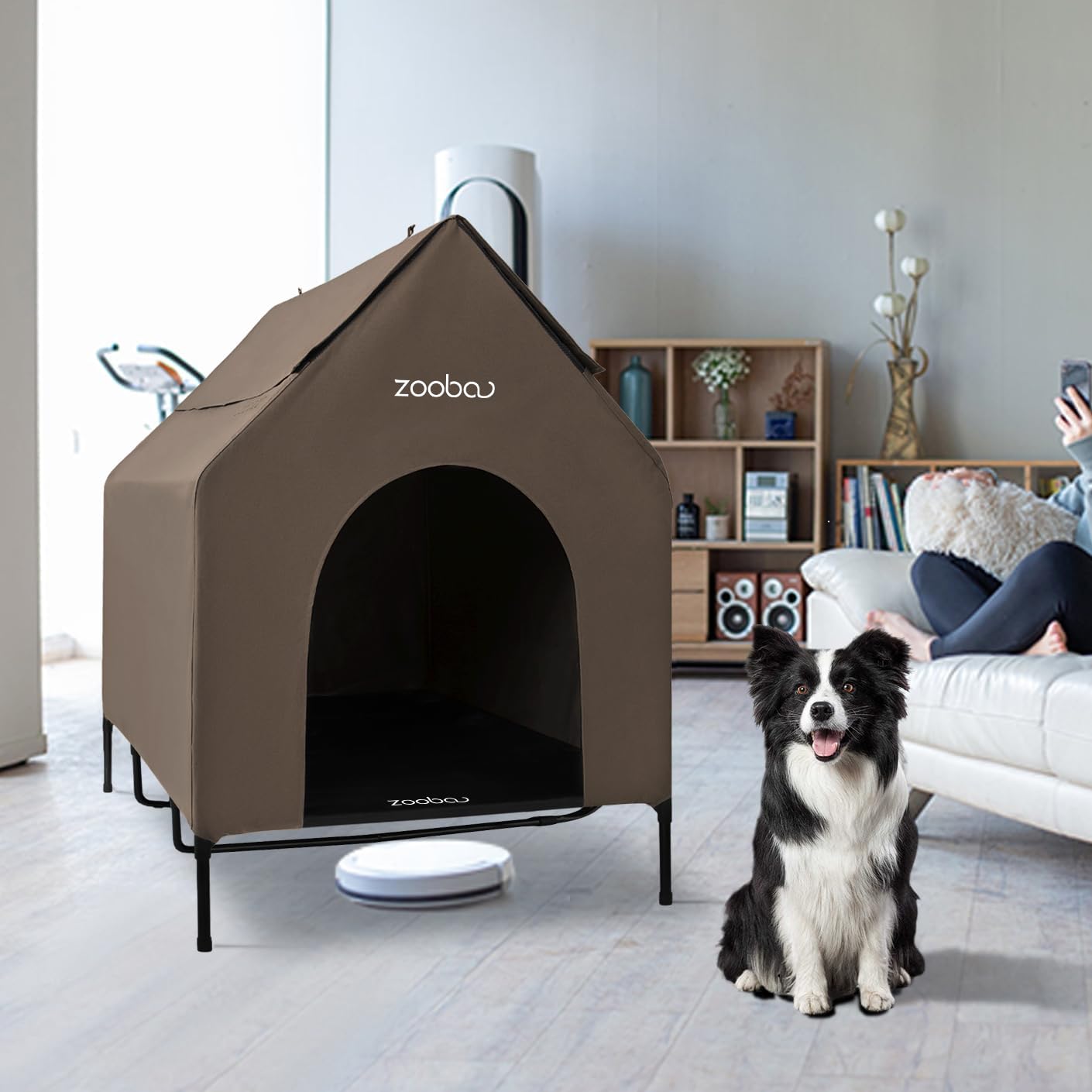 Zooba dog house airflow mesh panel emphasizes breathable ventilation.