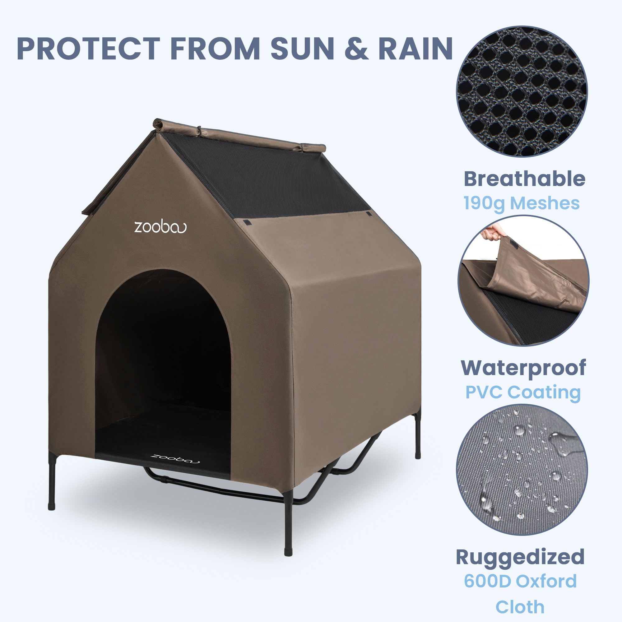 Zooba XL elevated dog bed assembly shows tool-free setup.
