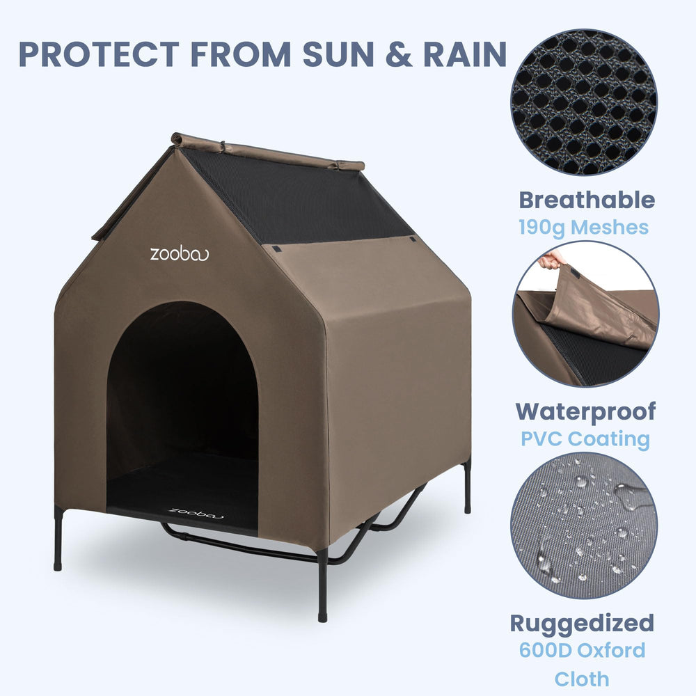 Zooba XL elevated dog bed assembly shows tool-free setup.