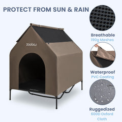 Zooba XL elevated dog bed assembly shows tool-free setup.