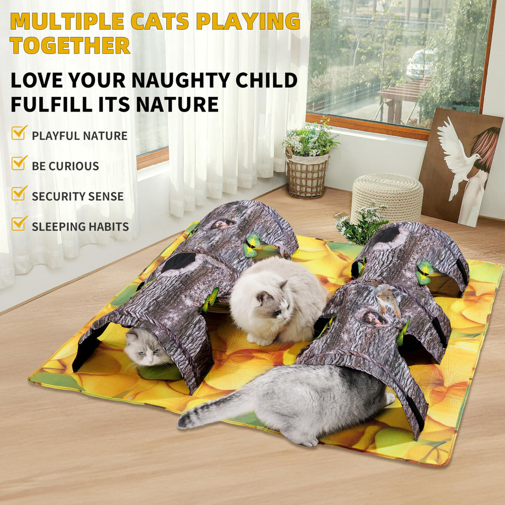 ZOOGUD cat play mat 2-way tunnel demonstrates safe exploration and exercise