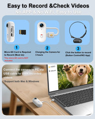 ZoomaraKam rechargeable battery collar records up to 180 minutes on a single charge.