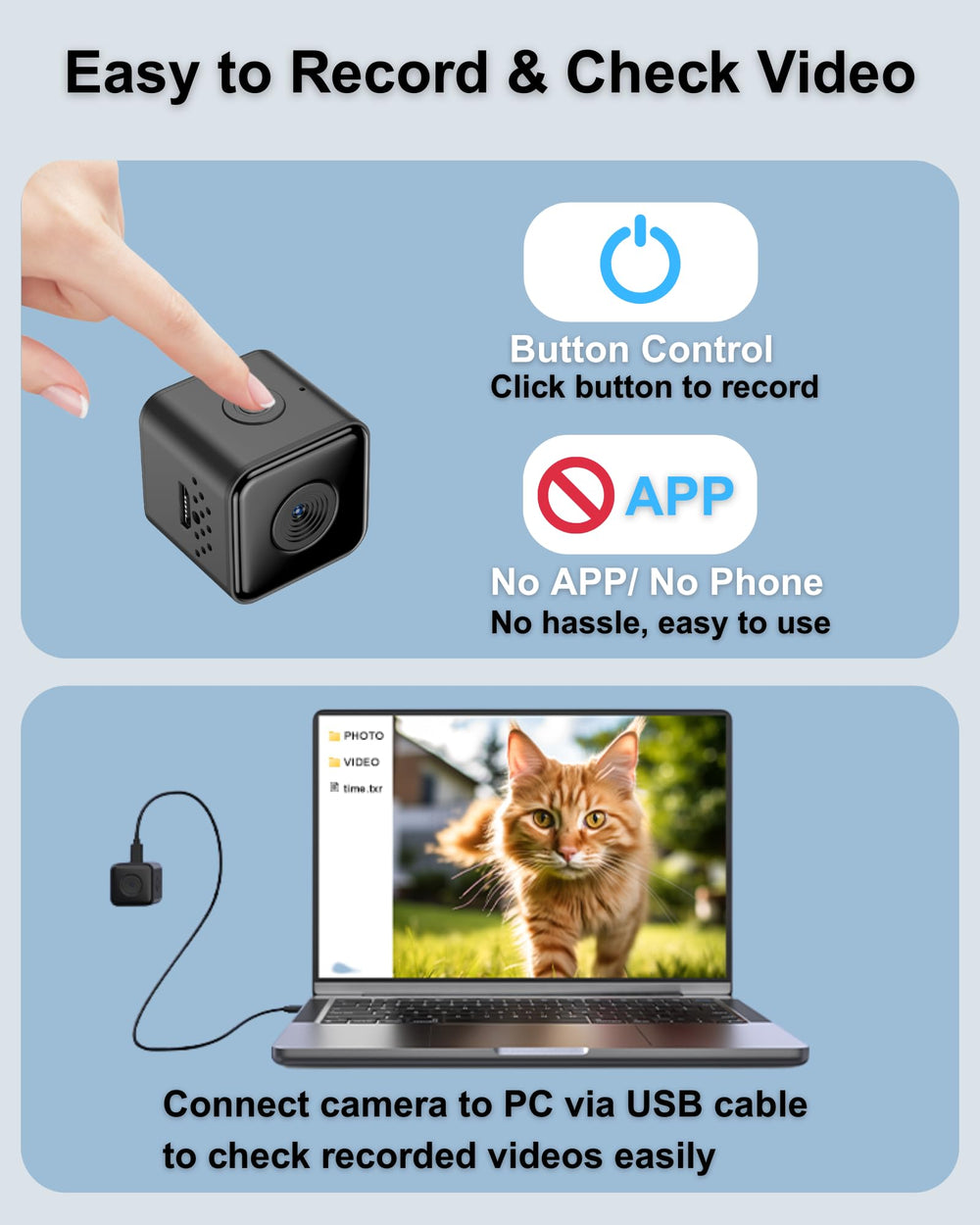 ZoomaraKam easy video playback via USB connection or micro-SD card reader