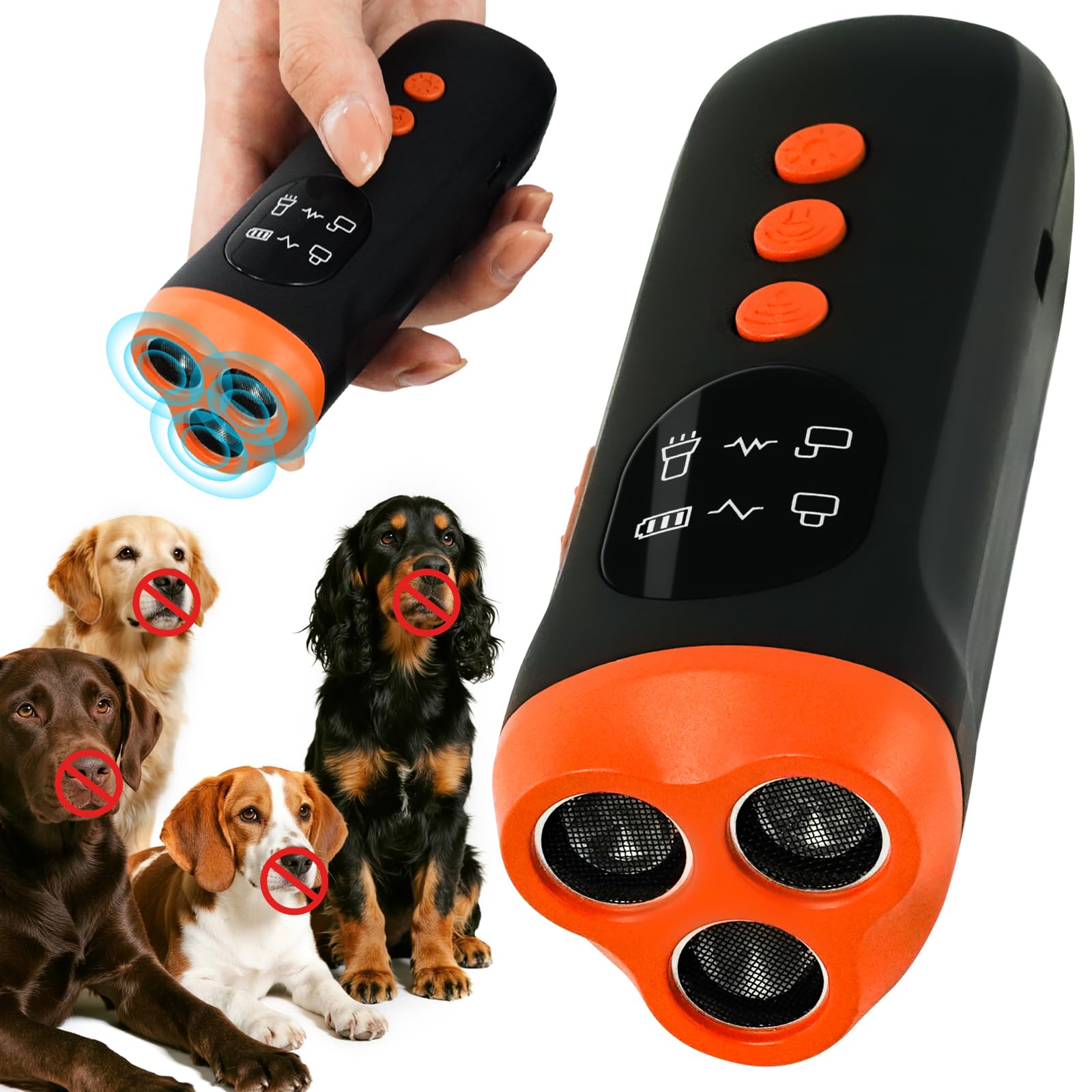 Zoomcritter ultrasonic dog bark deterrent front view for humane home training.