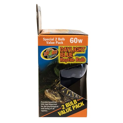 Zoo Med 60w blue incandescent bulb shown for heat and daytime activity in terrariums.