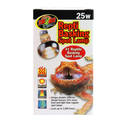 Zoo Med Reptile Basking Spot Lamp 25W double-reflector concentrates heat for precise basking.