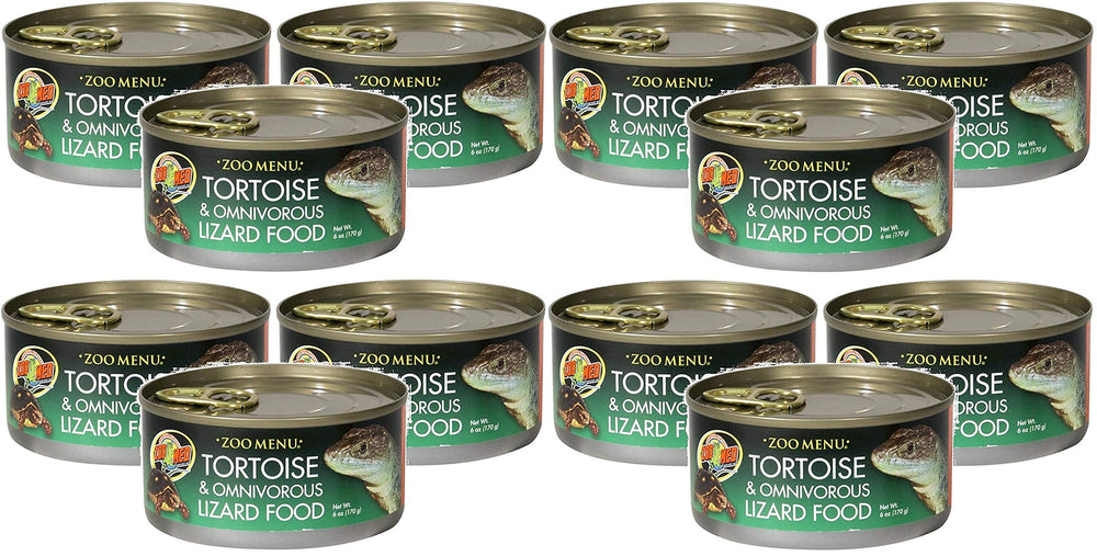 Zoo Med Land Tortoise & Omnivorous Food can, 6 oz, 12-pack promotes hydration and dietary variety.