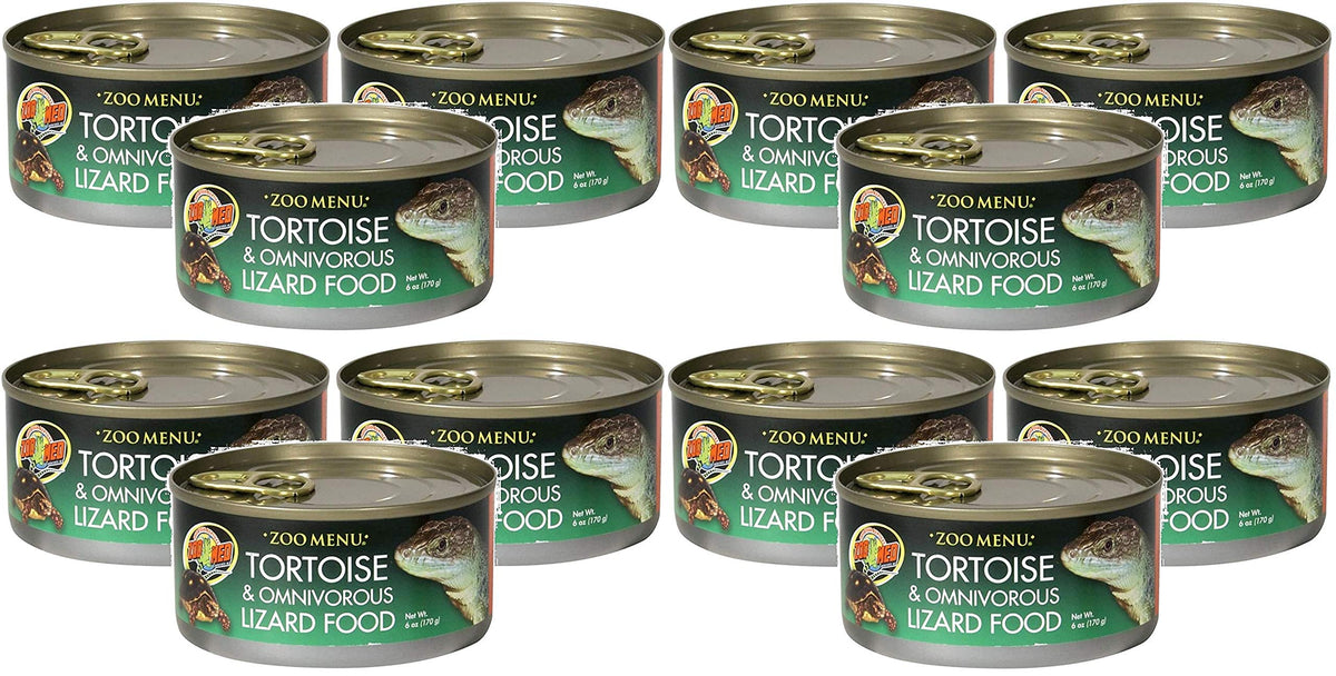 Zoo Med Land Tortoise & Omnivorous Food can, 6 oz, 12-pack promotes hydration and dietary variety.