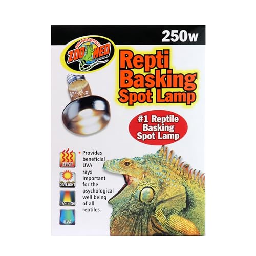 Zoo Med 250W lamp focused beam warms a defined basking zone