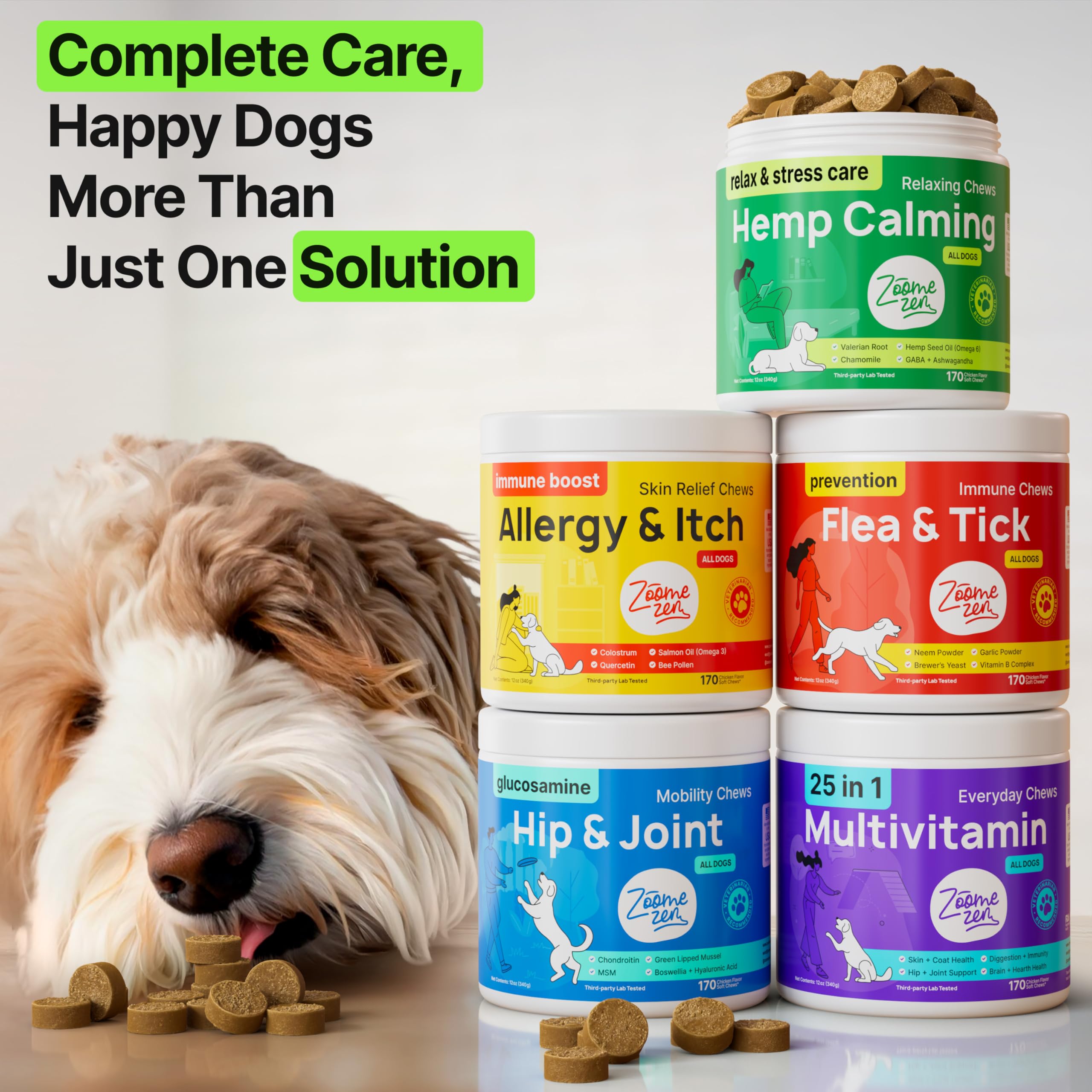 ZOOMEZEN dog enjoying soft chews after bedtime routine