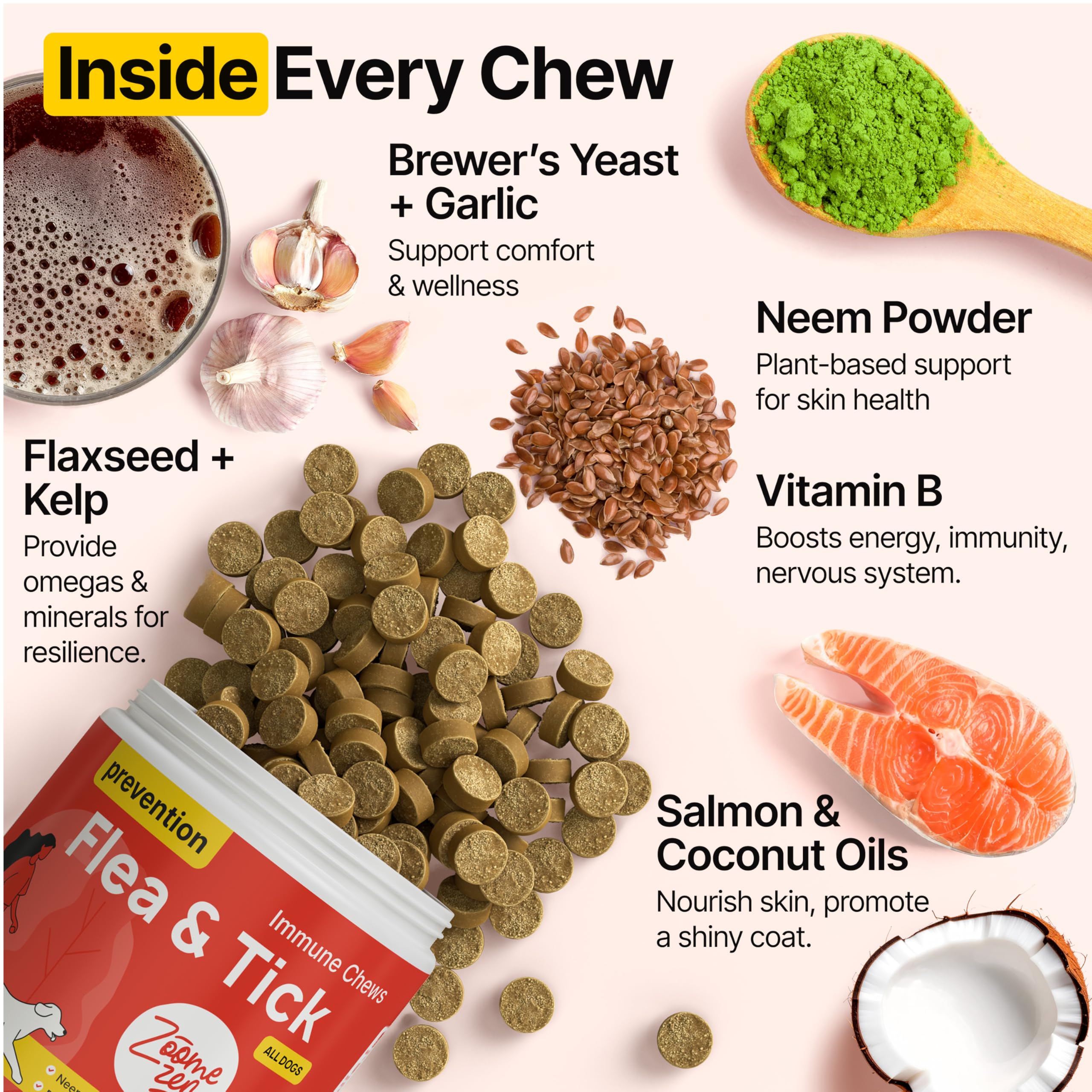 ZOOMEZEN soft chews texture view highlights gentle, dog-friendly daily support.