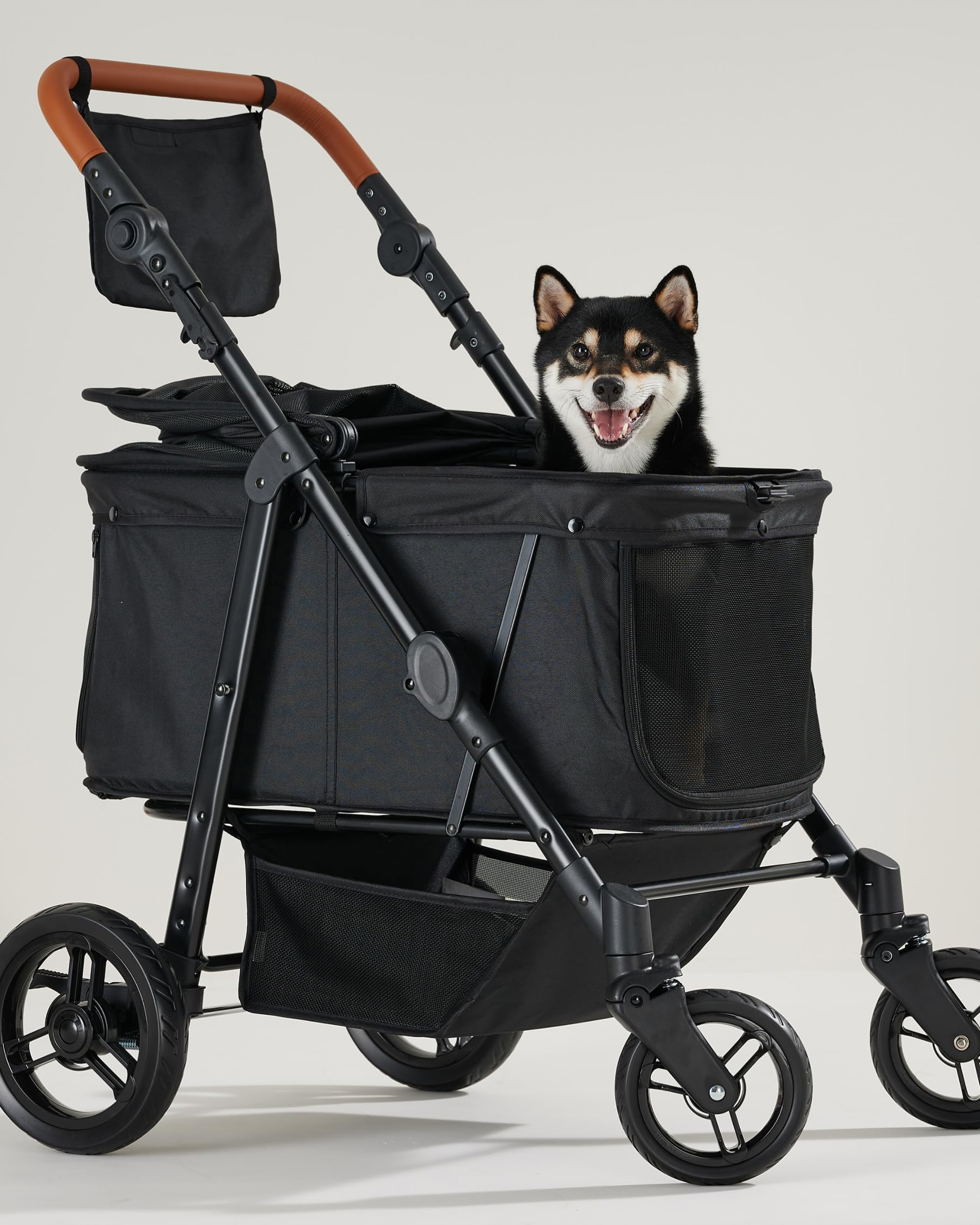 Zoosky dog stroller front view highlights sturdy frame for easy outings.