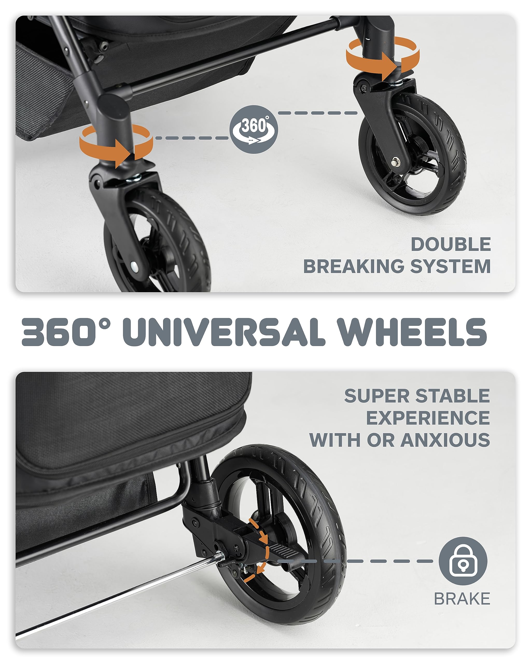 Zoosky dog stroller storage basket for carrying toys and essentials during trips.