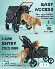 Zoosky stroller back mesh door enables easy entry for pets.