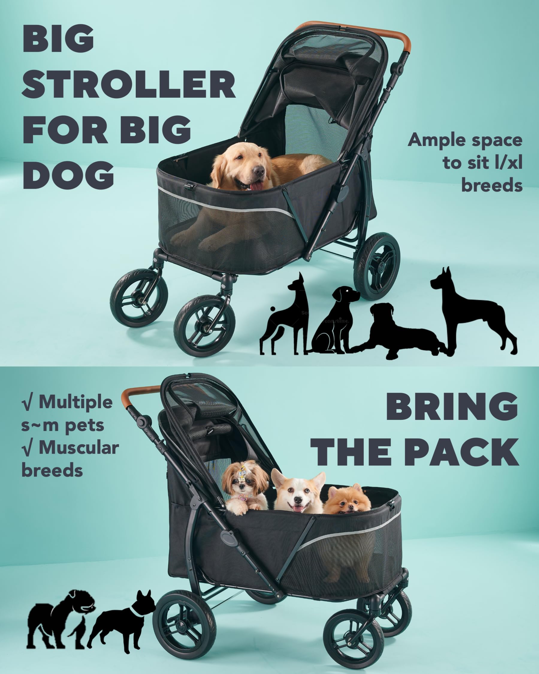 Zoosky large-dog stroller front window for visibility and comfort.