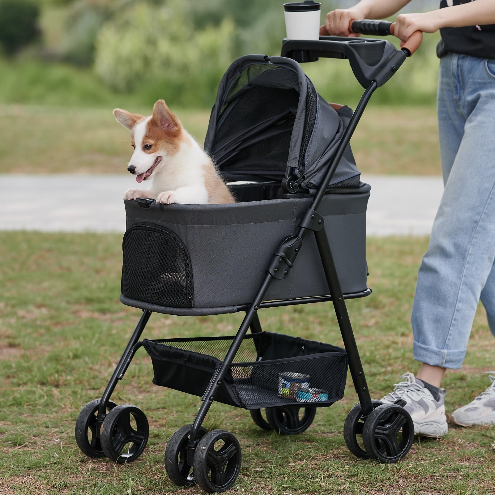 Zoosky Pet Stroller sun shades provide sun protection during walks.