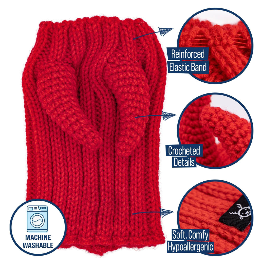 Zoo Snoods Red Devil Dog Costume large-size suitable for breeds up to 180 pounds.